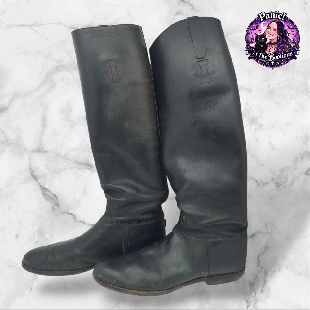 Vintage Leather Salvage Riding Boots Mens 15 Black Equestrian Cobbler Project